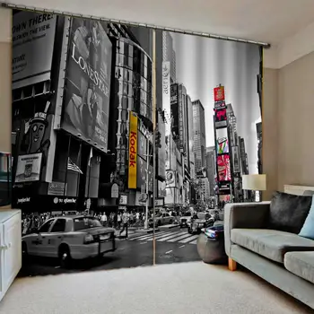 

black and white building 3D Curtain Luxury Blackout Window Curtain Living Room blackout curtains