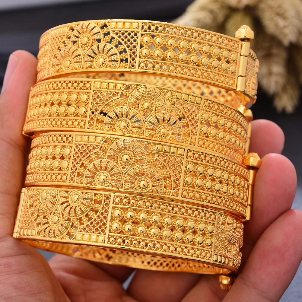 Luxury 24k Indian Dubai Gold Color Bangles For Women Dubai Wedding Bridal Bangles&Bracelet Gifts For Women