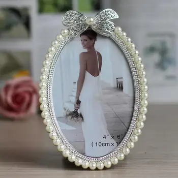 

Hot Selling Newest 3 Inch 6 Inch 7 Inch Pearl Picture Frame with Diamond Pearl Pendulum Wedding Photo Frame Birthday Gift Item