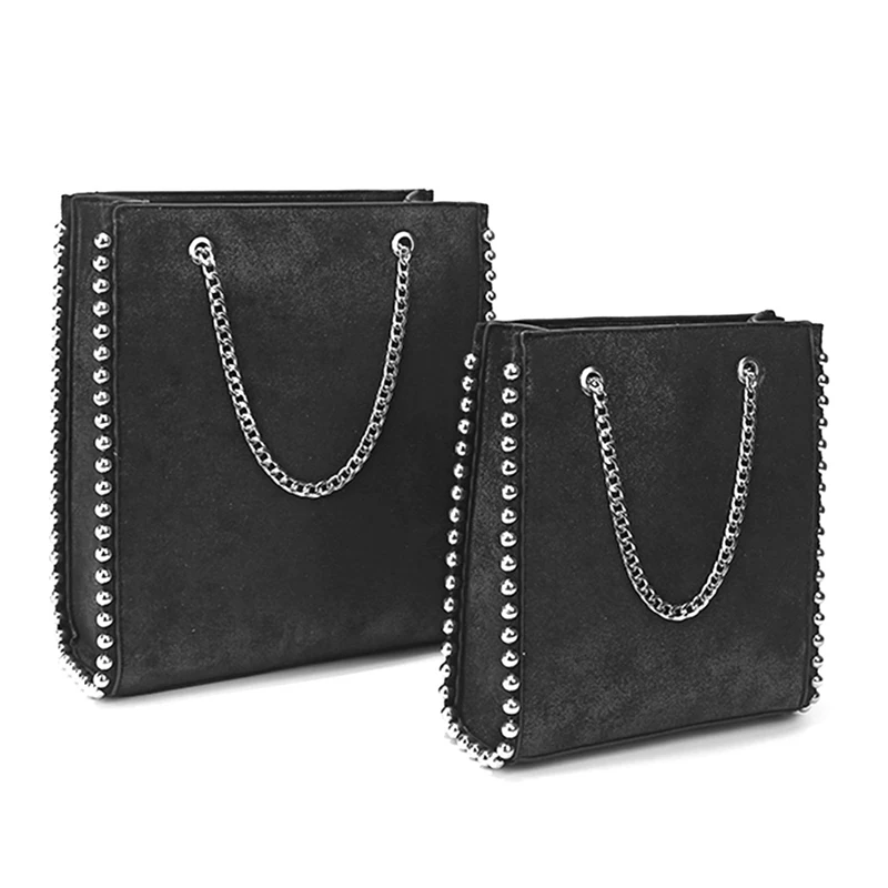 

1 PC Rivet Chain Shoulder Bag Big Capacity Zipper Handbag Tote Bag Women Girls Lady Commuting Pu Leather Shopping Bag Dropship