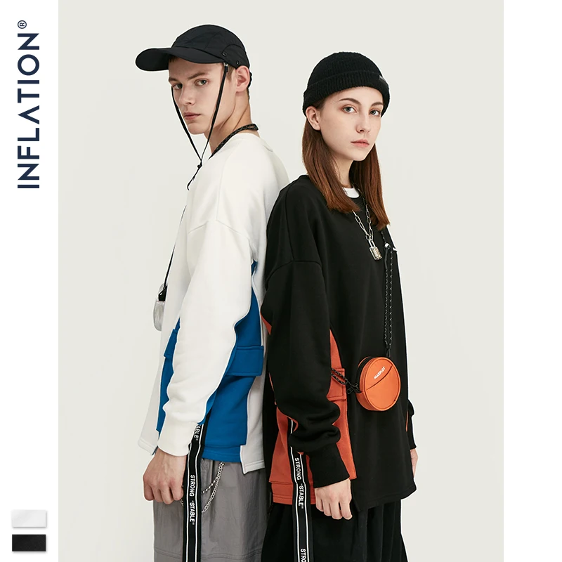 INFLATION Мужская Лоскутная Толстовка 2019 FW уличная необычная Длинная толстовка с