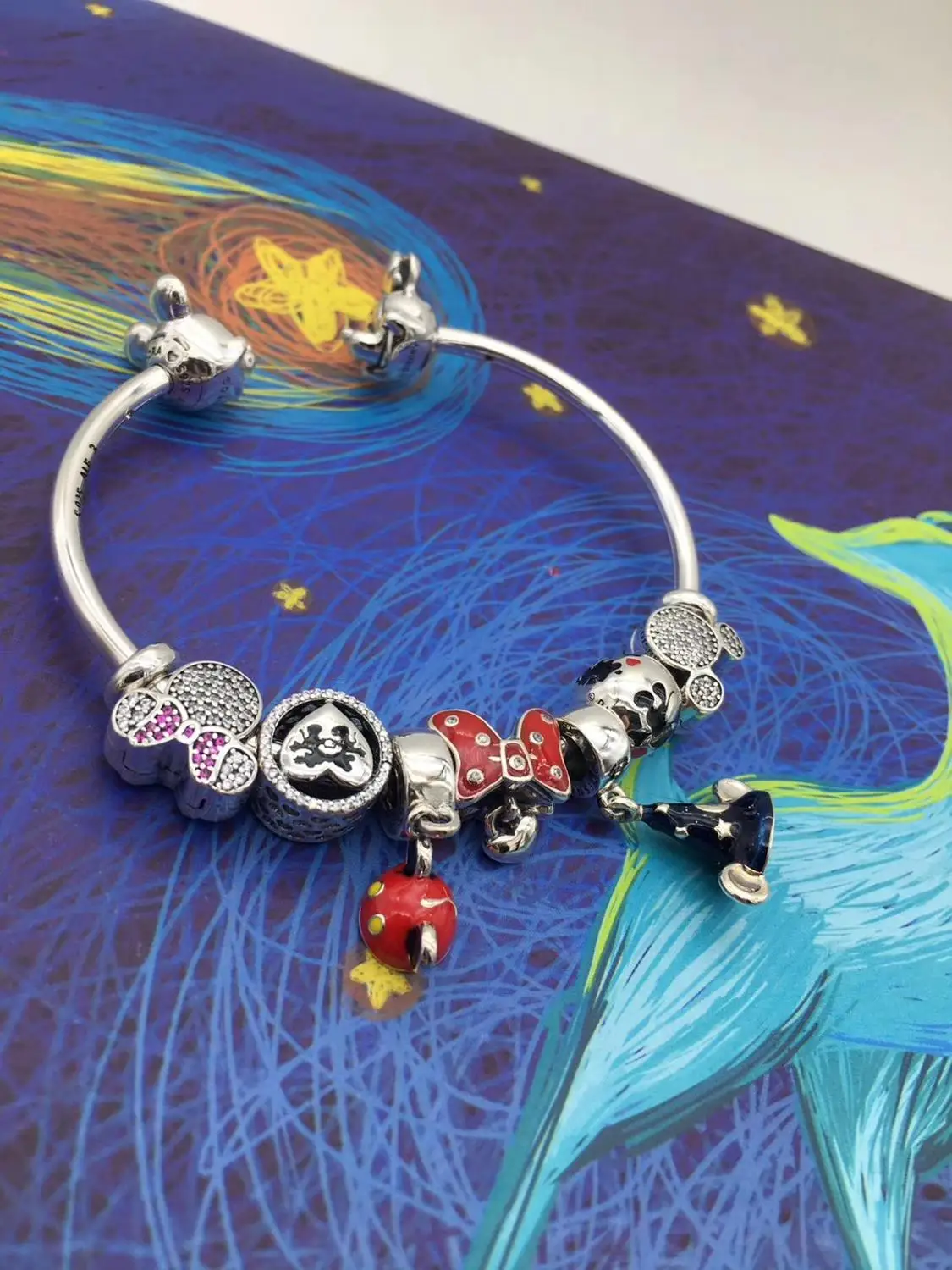 

Keris Store High Quality Original 1:1 100%925 Sterling Silver Mouse Design Beaded Open Bracelet Free Shipping