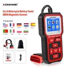 KONNWEI-herramienta de diagnóstico automático KW681, probador de batería de motocicleta y coche, 2 en 1, 6V, 12V, 2000 CCA, escáner OBD2, función completa OBD 2