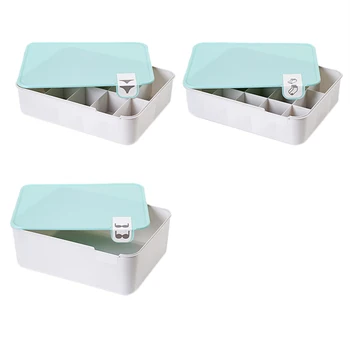 

3 Pcs Bra Underwear Storage Boxes Stackable with Lid Grids Home Wardrobe Drawer Closet Organizer Case Socks Panties Bra Storage