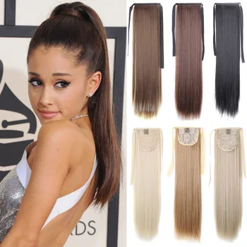 

AISI BEAUTY Silky Straight Synthetic Clip in Drawstring Ponytail Hairpieces for Women Hair Extension High Temperature Fiber