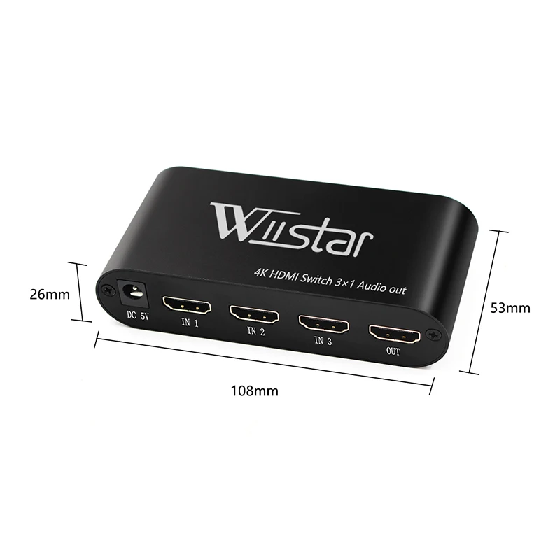 Wiistar HDMI Switch 3 in 1 out Adapter 1.4V 4K with Audio Extractor Optical Toslink 3.5mm Audio Output splitter for HDTV Monitor Wiistar HDMI Switch 3 in 1 out Adapter 1.4V 4K with Audio Extractor Optical Toslink 3.5mm Audio Output splitter for HDTV Monitor