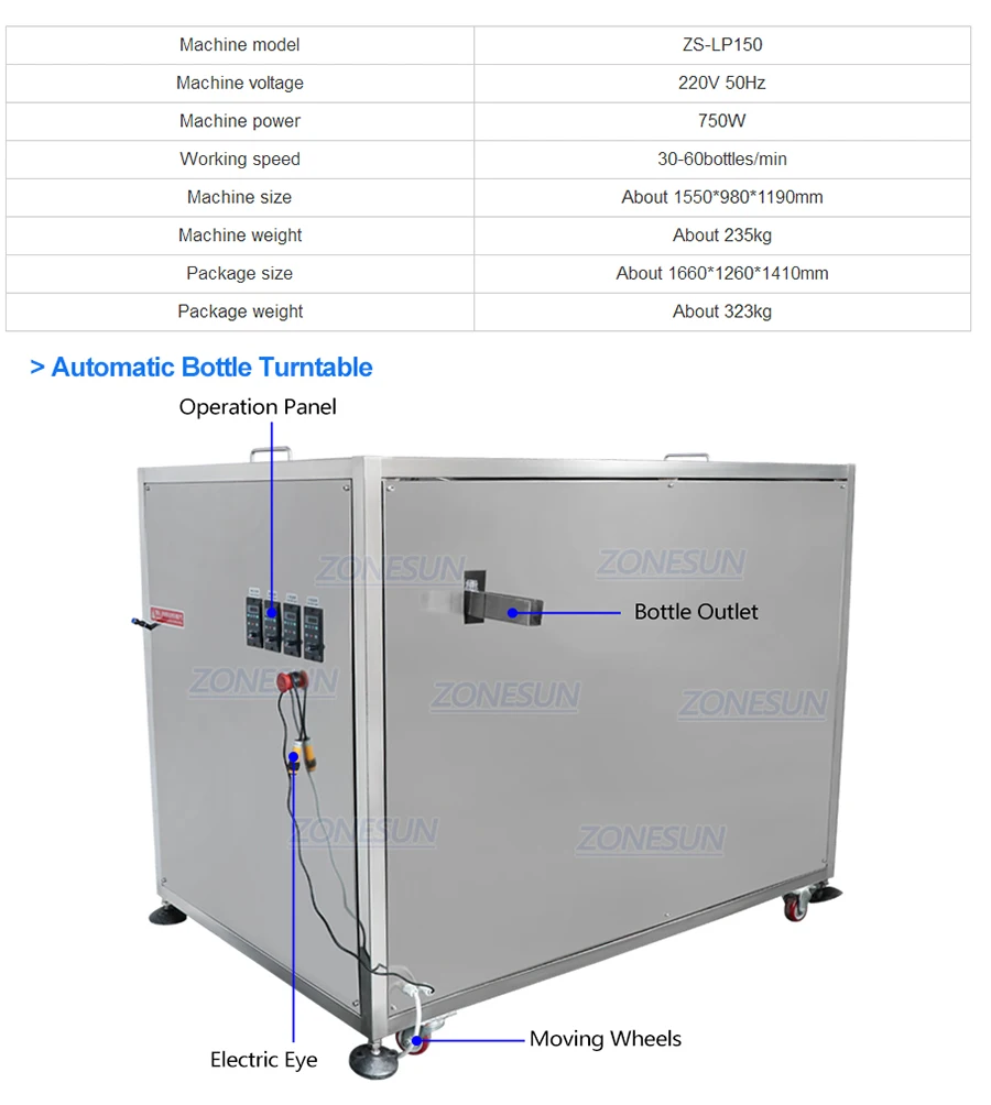 ZONESUN Fully Automatic 4 Heads Magnetic Pump Round Bottles Liquid Filling Capping Labeling Machine