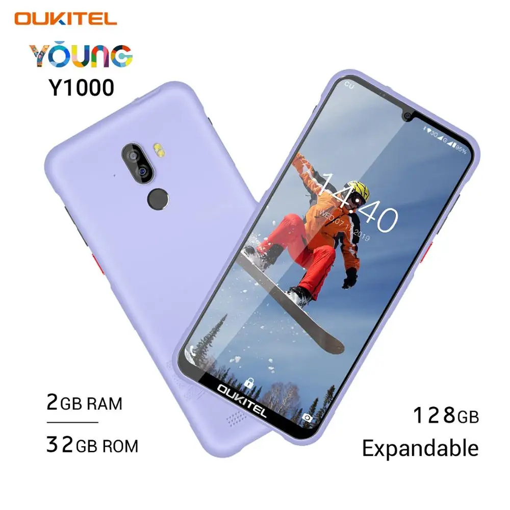 OUKITEL Y1000 Android 9,0 смартфон 6,0" 19,5: 9 MT6580P 2 Гб ОЗУ 32 Гб ПЗУ 3600 мАч отпечаток пальца мобильный телефон