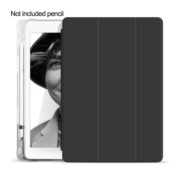 

Transparent Back Cover With Pencil Holder For iPad 5 6th 9.7 2019 7th 10.2 Case Pro 12.9 11 10.5 inch Mini 5 Smart Funda Capa