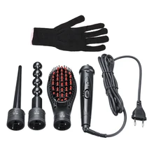 85 Вт СВЕТОДИОДНЫЕ керамические щипцы для укладки волос, щипцы для завивки, щипцы для завивки, Набор роликов, 19 мм, кудрявые/прямые трубки+ расческа+ тыква+ глов