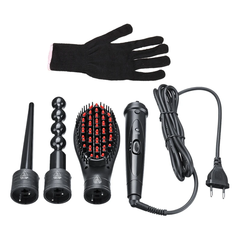 

85W Led Ceramic Hair Styling Curler Iron Curling Tools Wand Tongs Rollers Set, 19Mm, Curly / Straight Tube + Comb + Gourd + Glov