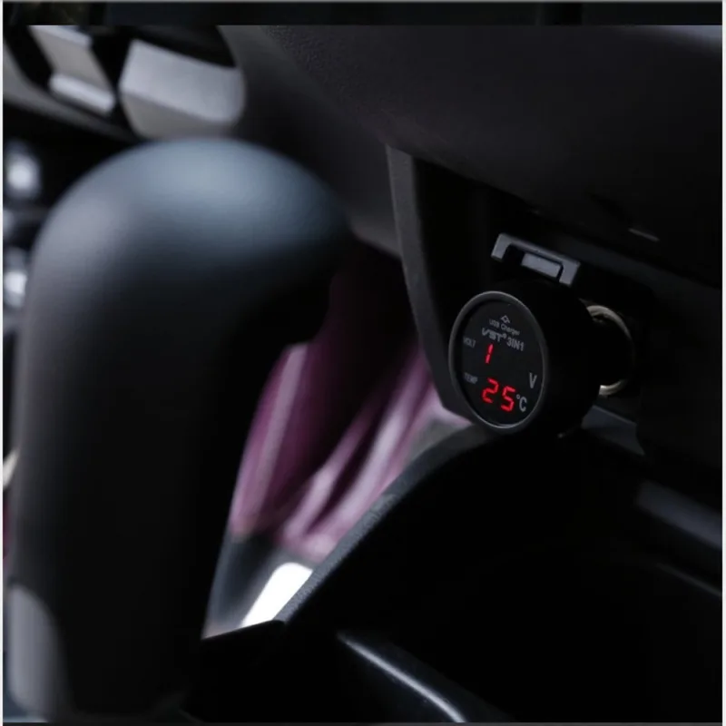Автомобильное зарядное устройство 5 V/2.1A USB порт ЖК-дисплей прикуриватель адаптер