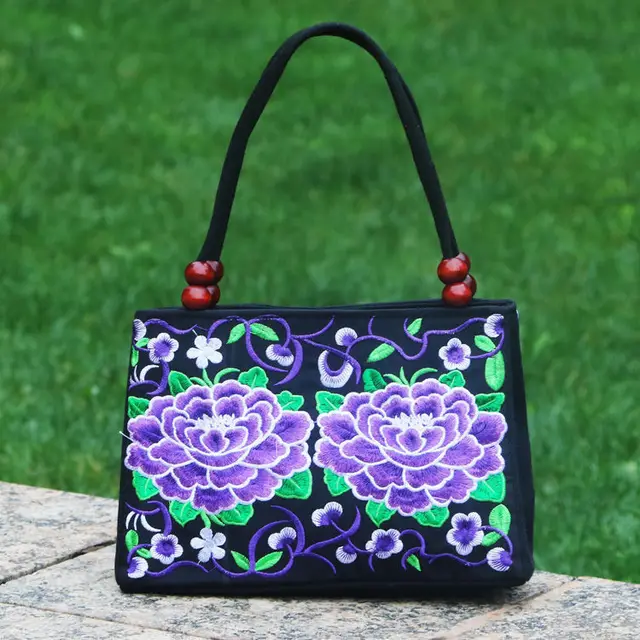 New Fashion Embroidery Women Small handbags National Floral Embroidered Lady Top-handle bags Single-layer Beading Falp Carrier 9