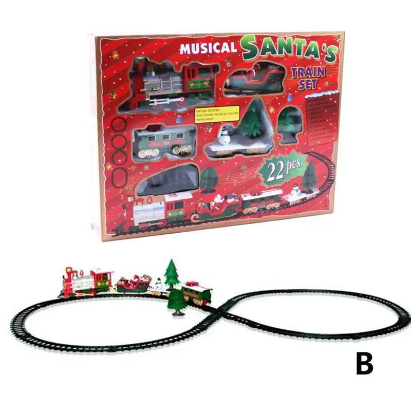 Классическая Рождественская электрическая дорожка поезд светильник музыкальная образовательная Интерактивная креативная игрушка экологичный высококачественный Рождественский подарок - Цвет: B