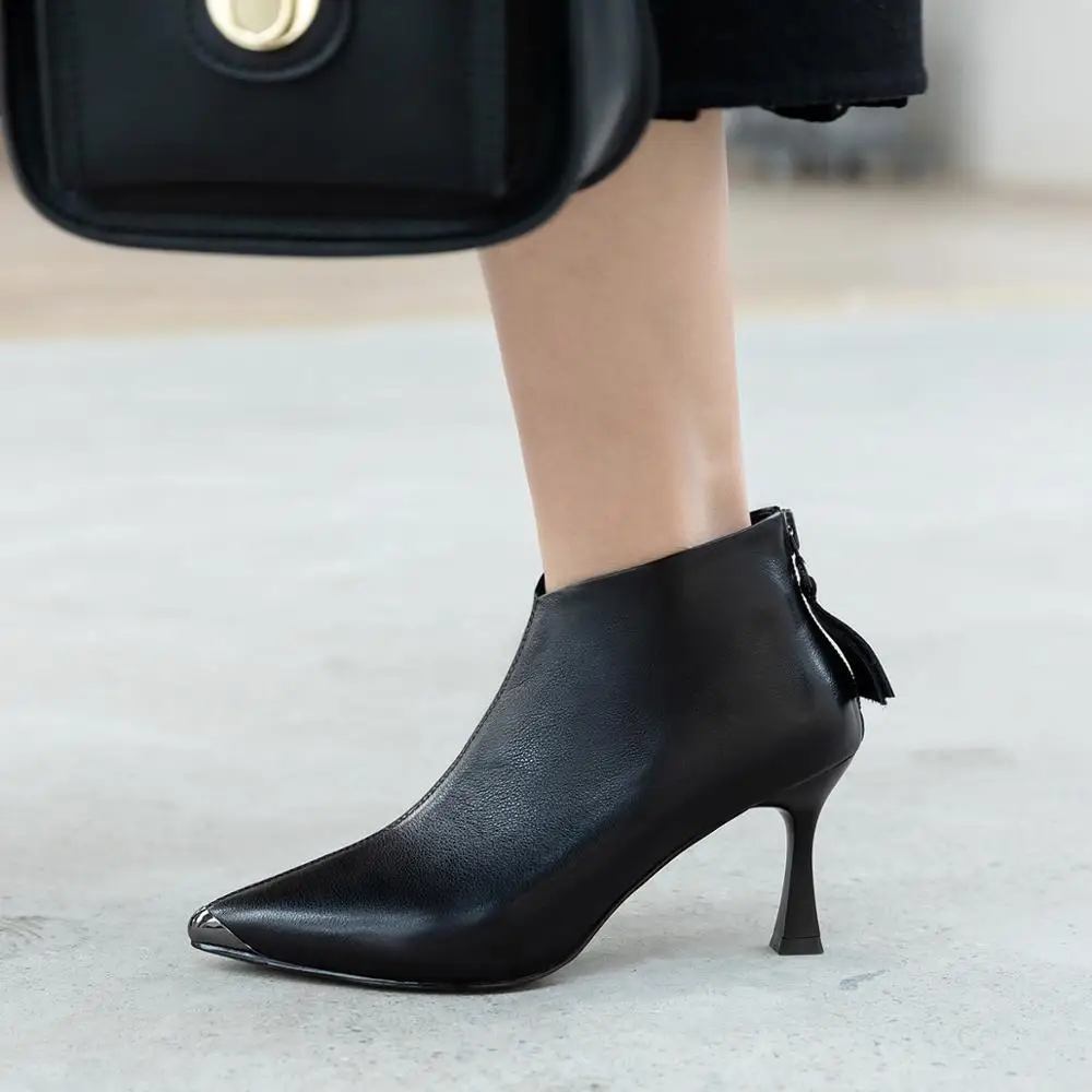 

Women shoes Women Pumps Genuine Leather spring footwear Pointed Toe Breathable Heels Loafers A96720