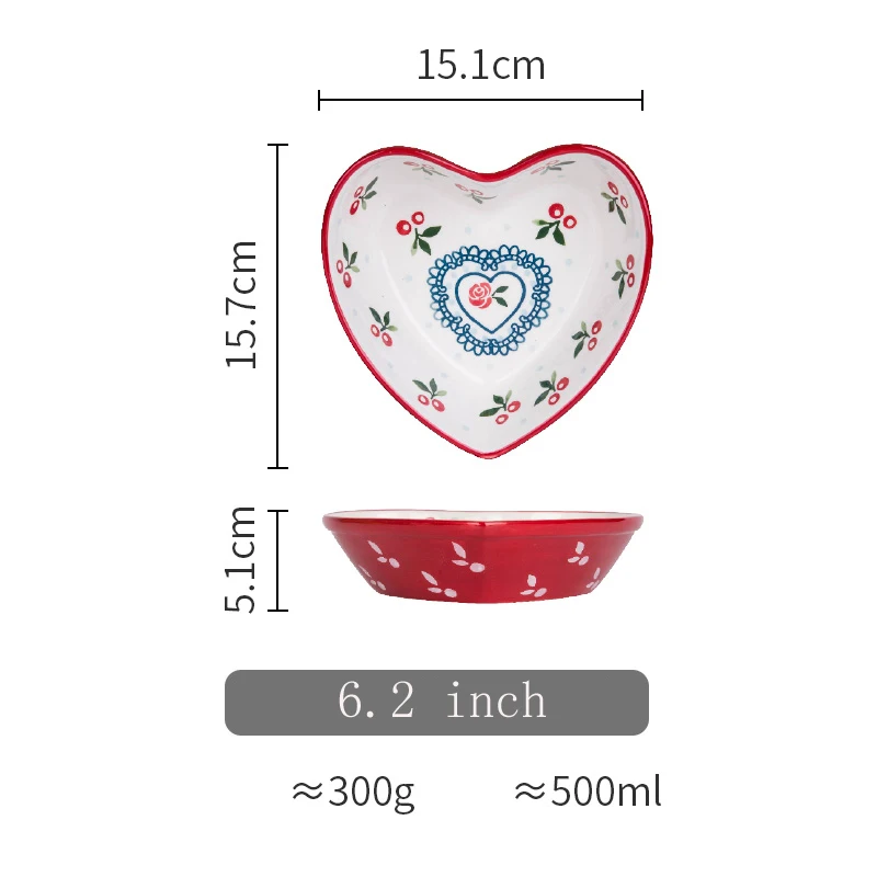 6.2 inch Red Японская ручная роспись вишня Керамическая пиала для риса креативная фруктовая Салатница миска для овсяной каши фарфоровые суповые чаши Бытовая Посуда - Цвет: 6.2 inch Red
