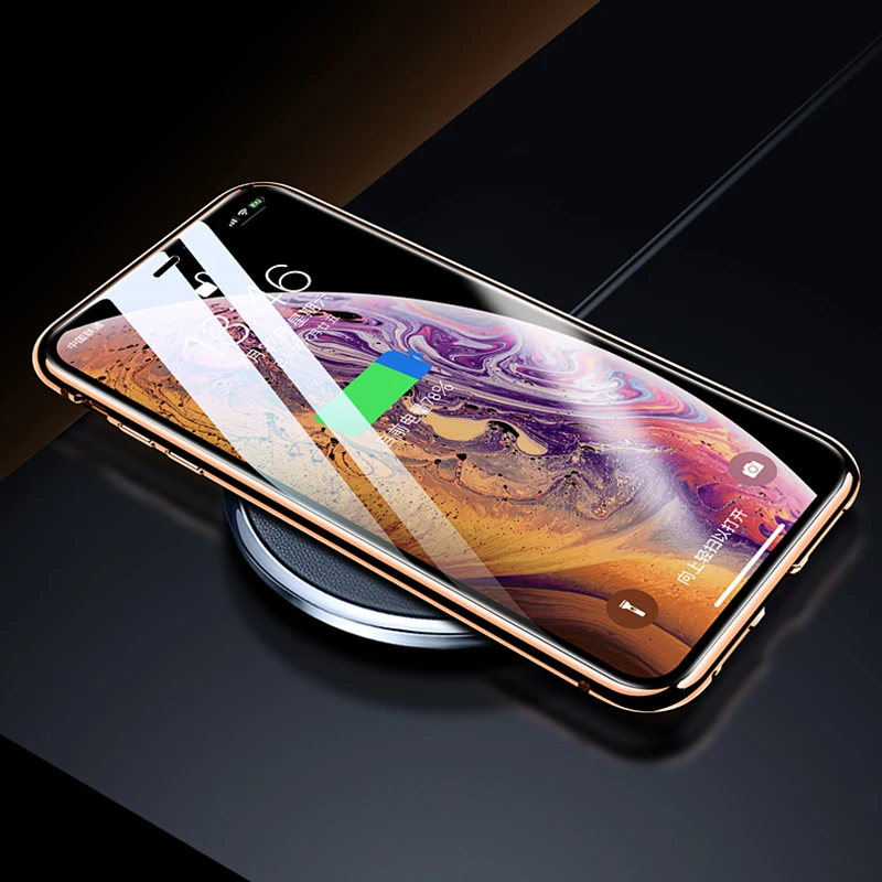 Магнитный чехол из закаленного стекла для iPhone XS 11 Pro MAX XR X 8 7 6 6S Plus, Защитный металлический бампер