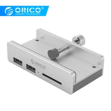 ORICO, USB 3,0 концентратор с зажимом и кардридером, алюминиевый сплав, 3 порта, высокоскоростной разветвитель, концентратор для настольного ноутбука