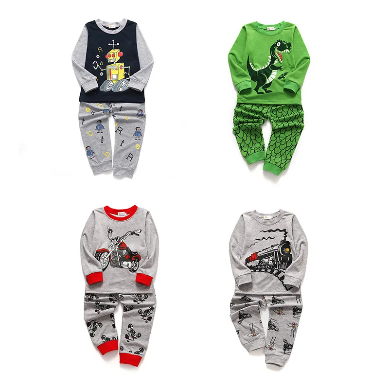 

New Kids Pajamas Set Atuumn and Winter Boys Cotton Sleepwear Suit Children Animal Printing Long Sleeve Pyjamas Clothes