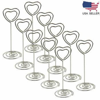 

10pcs Place Card Holder Heart Shape Wedding Party Favor Clips Table Number Decor Stand Base Wedding Decoration Party