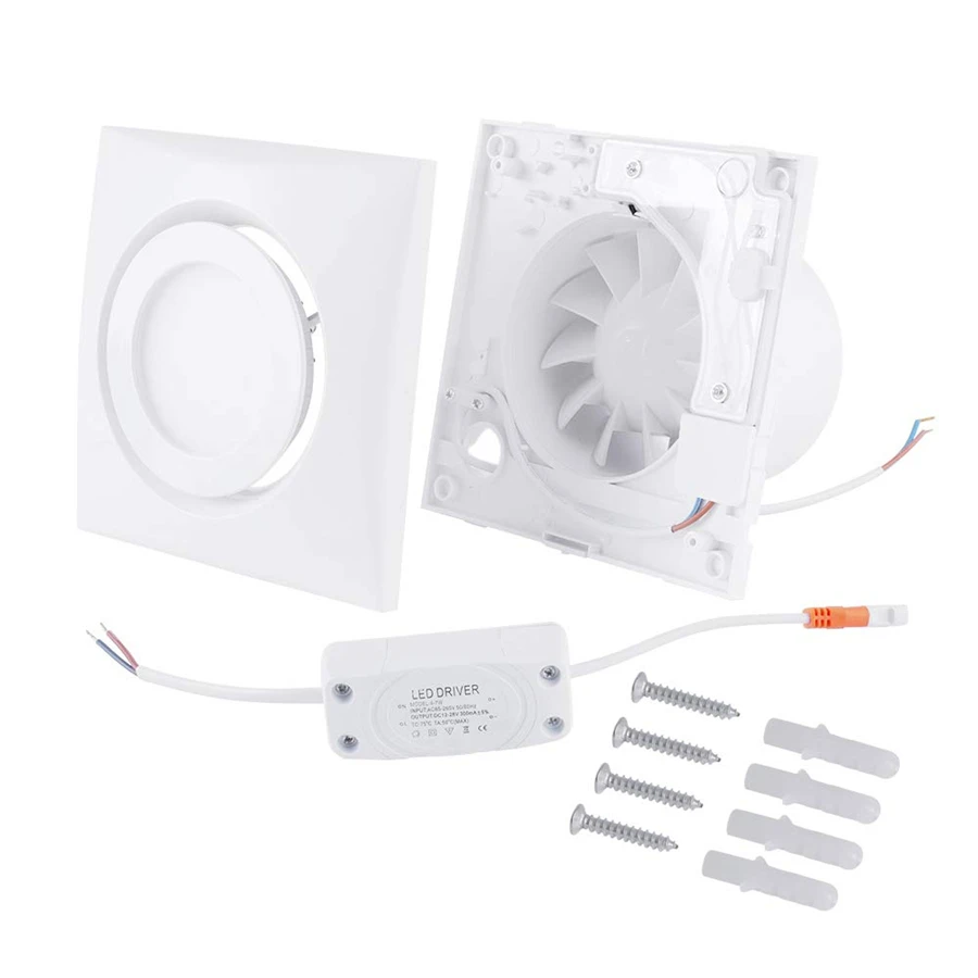 4 inch Silent Home Exhaust Fan Air Extractor Fan Wall Mount Ventilation Ceiling Fans Built-in 4W LED Light 220V Wall Ventilator