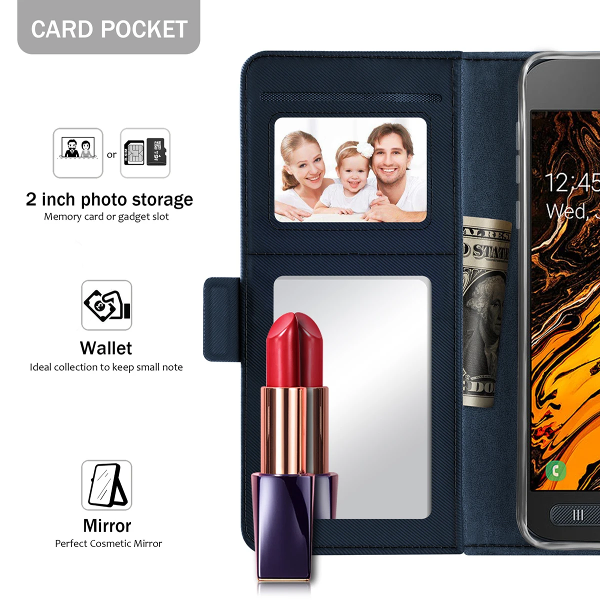 Для samsung Galaxy Xcover 4S чехол Роскошный из искусственной кожи флип-чехол с подставкой с зеркалом и отделениями для карт Xcover 4 Чехол