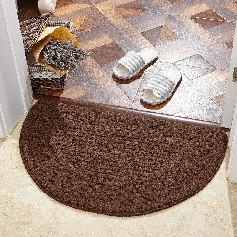 Dark Brown Коврик для входной двери 40x63 см полукруглый сплошной цвет водопоглощающий нескользящий ковер для дверного коврика/гостиной/ванной комнаты - Цвет: Dark Brown