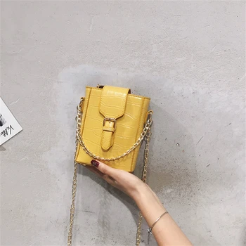

Crocodile Pattern Buckle Ladies Small Square Bags Fashion PU Leather women Chain Female Shoulder Bags