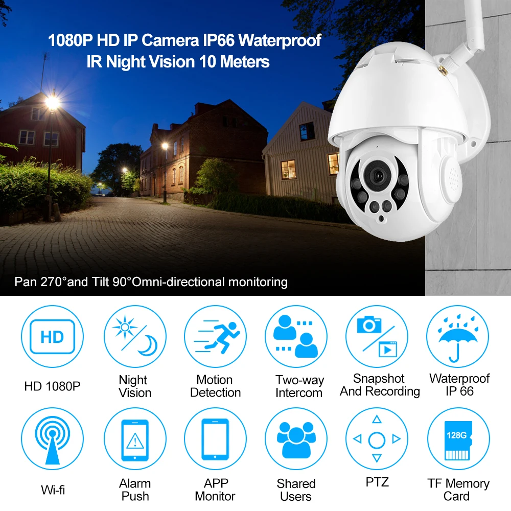 Wanscam IP камера 1080P беспроводная WiFi наружная камера для обнаружения движения PTZ автоматическое отслеживание 4X зум двухсторонняя аудио P2P CCTV камера наблюдения