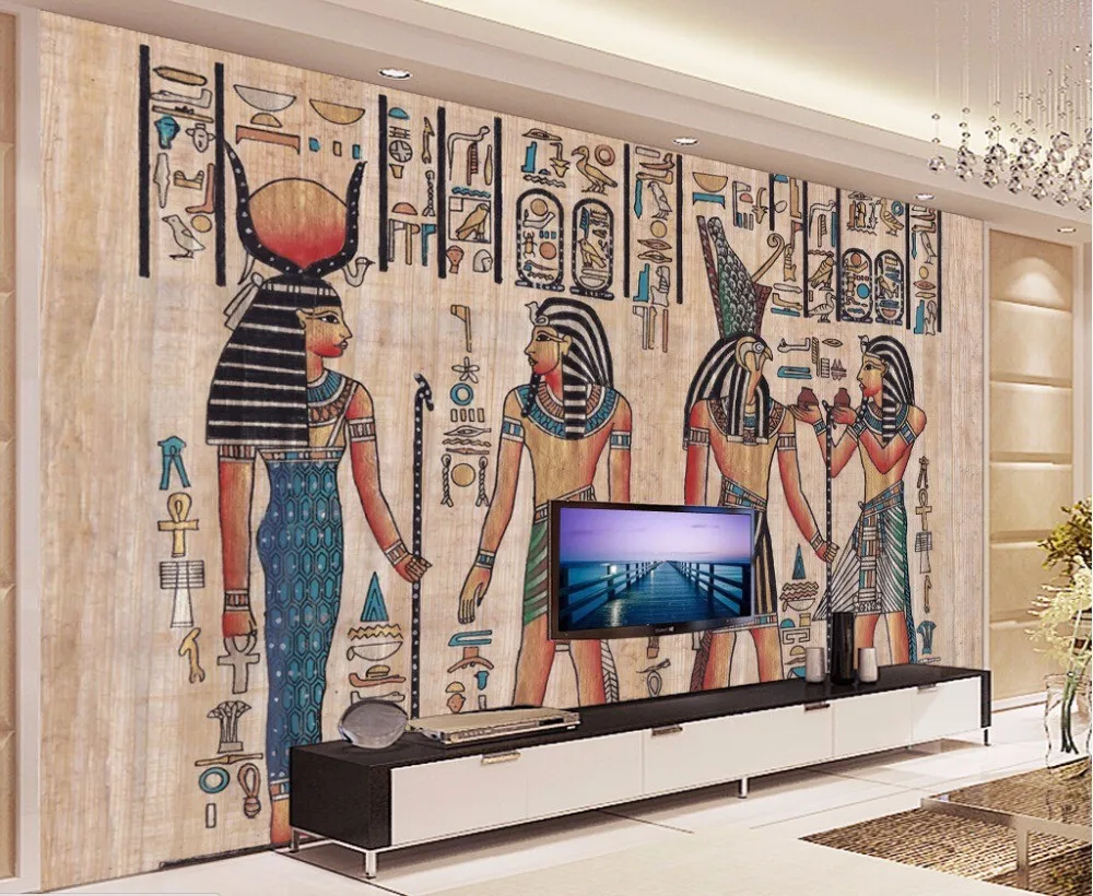 murals-3d-wallpapers-home-decor-Photo-background-wallpaper-Ancient-Egyptian-civilization-Mayan-elders-hotel-large-wall