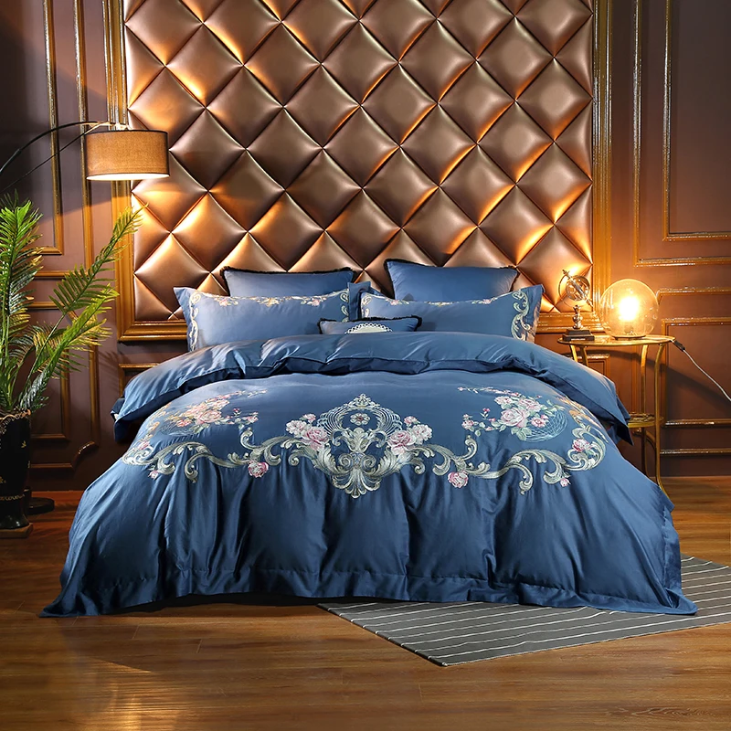 Cotton Four Paper Set Pure Full Embroidery Middle Age Double Bed Single Quilt Cover 1.8m2 Meters Bedding Article | Дом и сад