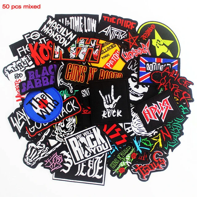 Rock Band Music Patches Badges Stripes on Clothes Jackets Ironing DIY  Applique Sewing Supplies Punk Red Stickers