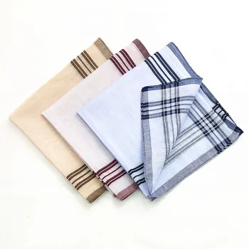 

12pcs Pure Cotton Stripes Handkerchiefs Men Women Vintage Hanky Wedding