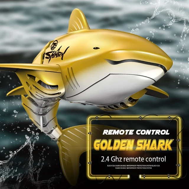 Golden Shark Shaped Boat Model Under Water Boat Novelty Vehicle Remote Control Boat with Flexible Swing 2