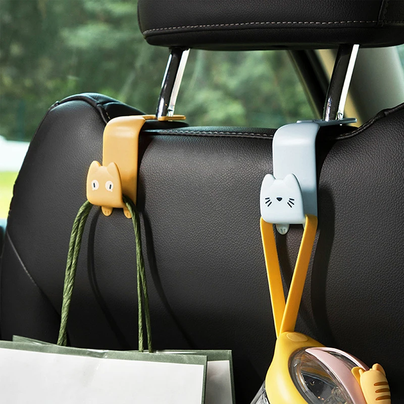 

2Pcs Cute Plastic Car Storage Hooks Car Cartoon Animal Seat Back Hook Auto Headrest Rear Hanger Automobile Interior Accessories