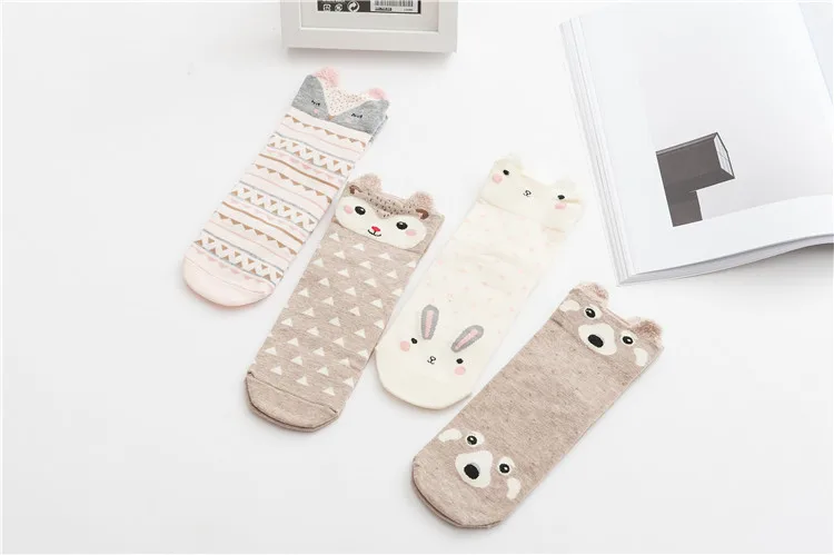 Новые милые животные уши стерео мультфильм женские японские хлопковые носки осенние короткие носки женские свободный размер