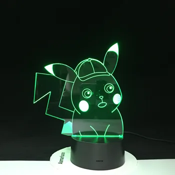 

Pocket Monster 7 Colors Changing Table Pokemon Go Lamp Pikachu Action Figure illusion 3D light up Luminous Toys 4013