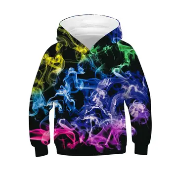 

Fashion children's sweatshirt 2019 Color smoke 3D digital print kids hoodies loose casual children's spring and autumn outerwear tops