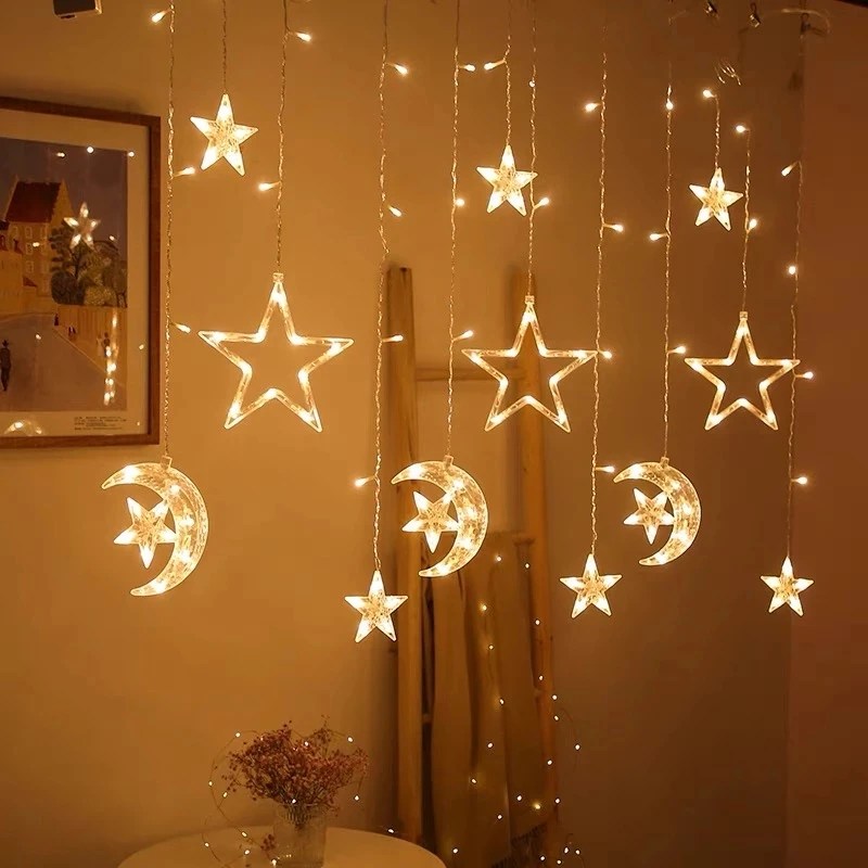 

3.5 m moon surround star curtain lamp home decoration 220V fairy tale lights outdoor / indoor holiday light EU plug