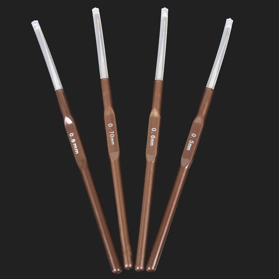 Crochet Hook 0.5 0.6 0.7 0.8Mm Micro Hook Needles For Wig Making Crochet Locks Braids Weaving Needle Tools Crochet Hooks 4Pcs