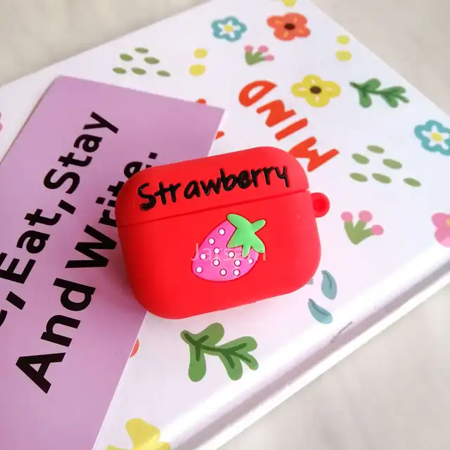Cartoon Silicone Case For Airpods Pro Case Wireless for airpods pro Case Cover Earphone Case For Air Pods pro Strawberry