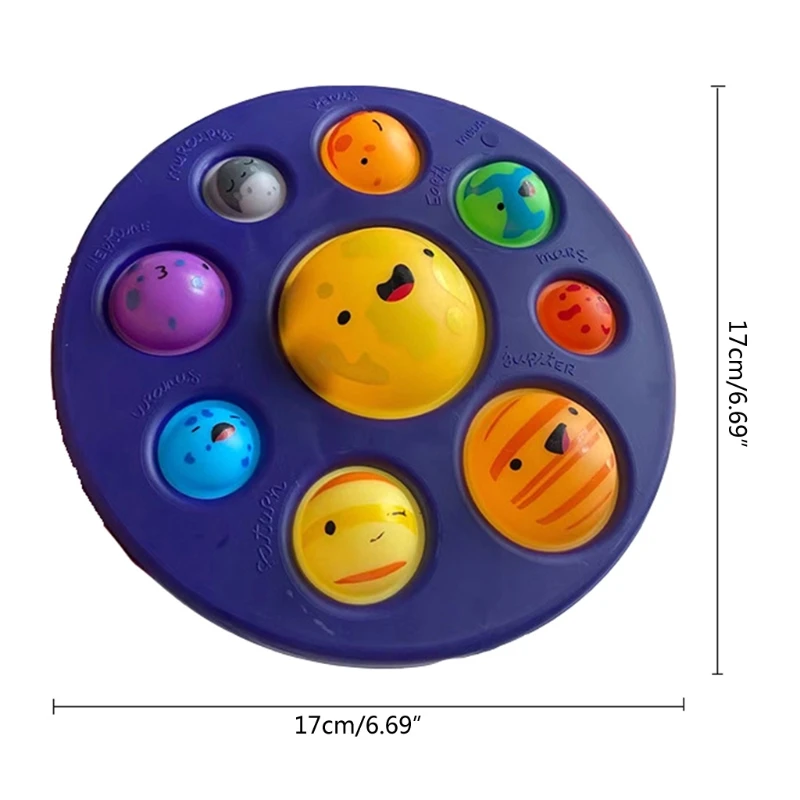 066B Learning Toy Anxiety Popper Planet Cognition Novelty Push Bubble Silicone Popping Puzzle Interactive for ADD OCD | Игрушки и хобби