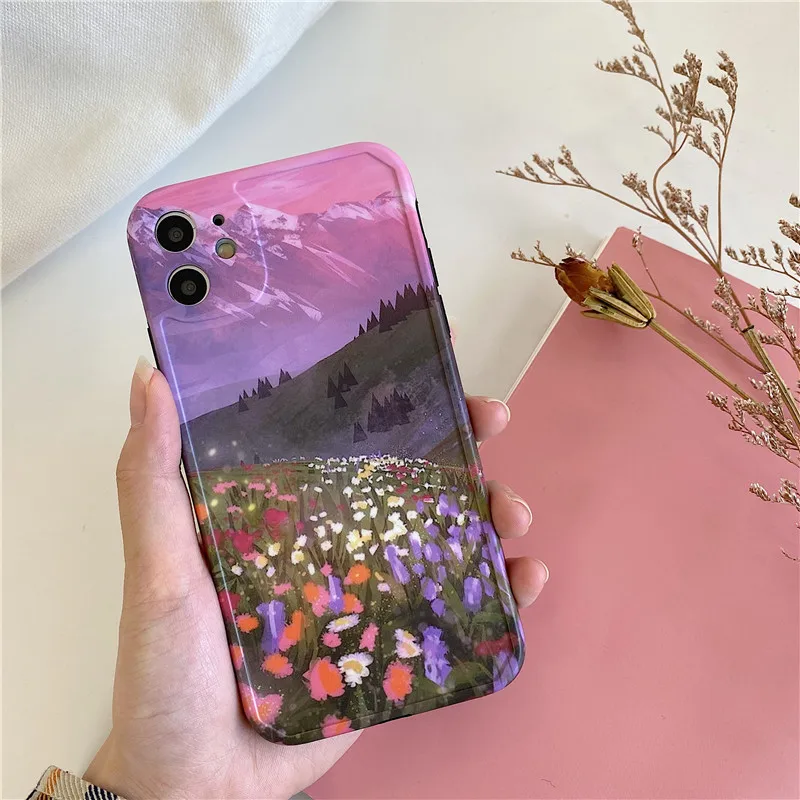 

For iPhone 11 8 7 Plus XR X 11 Pro XS MAX Fashion Flower Painting Art Phone Case For iPhone SE/8/7 6 Plus soft TPU Cover