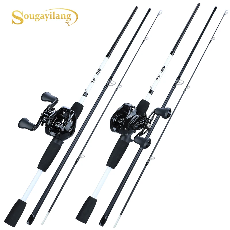 Sougayilang New1.75m Fishing Rod Reel Combo Portable3 Section Carbon Fishing Rod with12+1BB Baitcasting Reel Fishing Tackle Set