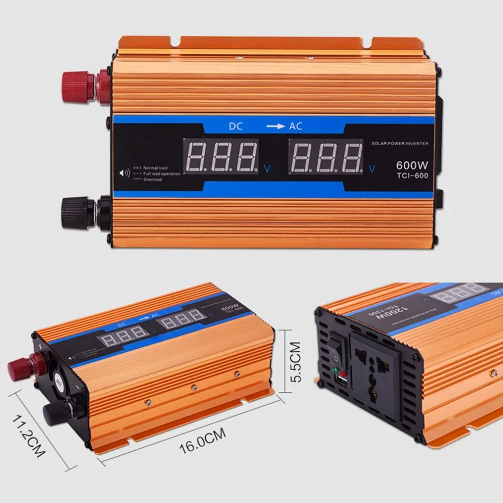 Двойной дисплей Автомобильный преобразователь мощности зарядное устройство адаптер Модифицированная синусоида 600 Вт/1200 Вт/1600 Вт/2200 Вт/2600 Вт/3000 Вт/Вт