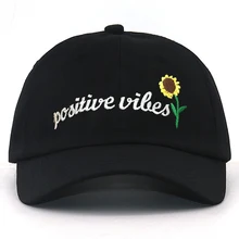 Хлопок положительный Vibes strapback Бейсболки Подсолнух вышивка модные папа шапки Повседневная Спортивная шляпа унисекс