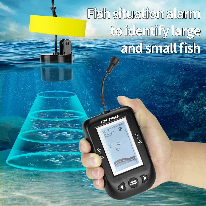 Erchang Xf02 Portable Fish Finder 9m Wire Echo Sounder Alarm 0.6100m
