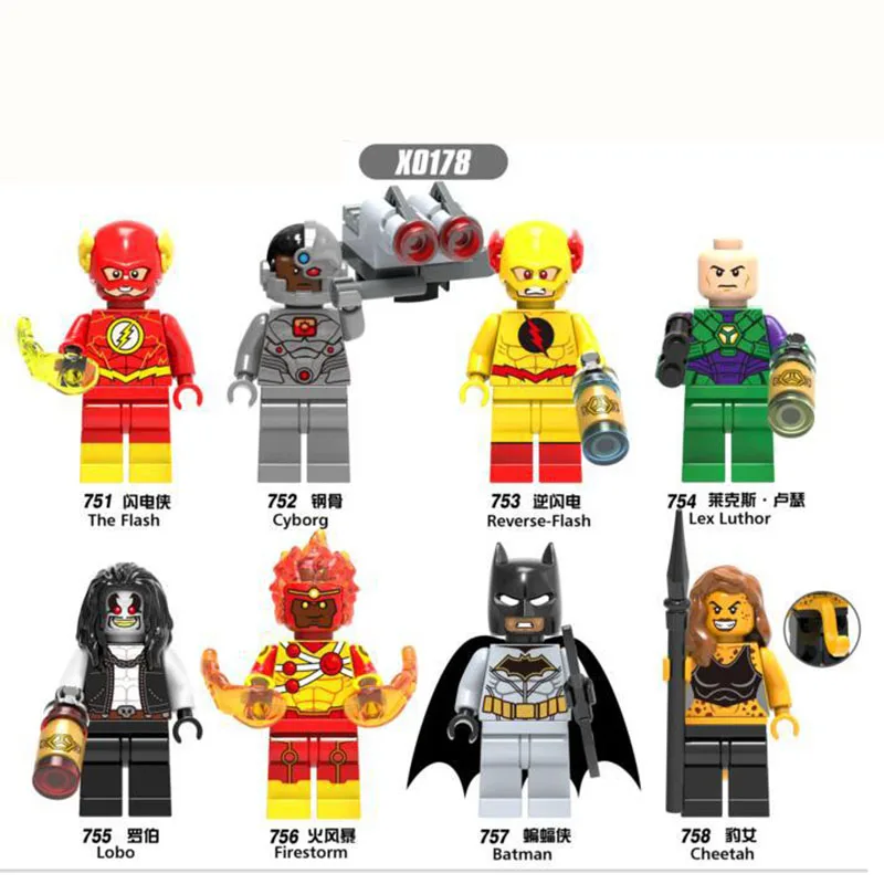 

Single Sale Building Blocks Super Heroes Cyborg Reverse-Flash Lex-Luther Firestorm Lobo Batman Flash Children Gift Toys X0178