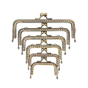 

6 Size Metal Frame Kiss Clasp Lock for Purse Making Metal Frame Purse Frame Kiss Clasp Lock Square Bag Clutch Frame DIY Craft, A