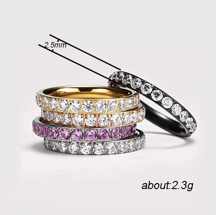 Браслет Frauen Schmuck Micro Pflastern Cz Zirkon Kristall Hochzeit кольцо для вечности со штабелированием Режим 2,5 мм браслет для юбилея из розового золота
